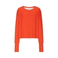 thumbnail image 7 of Qulqfy Womens Workout Tops Plus Size Long Sleeve Orange Shirts Crew Neck Sun Protection UPF 50+ Tops with Thumb Holes, 7 of 7