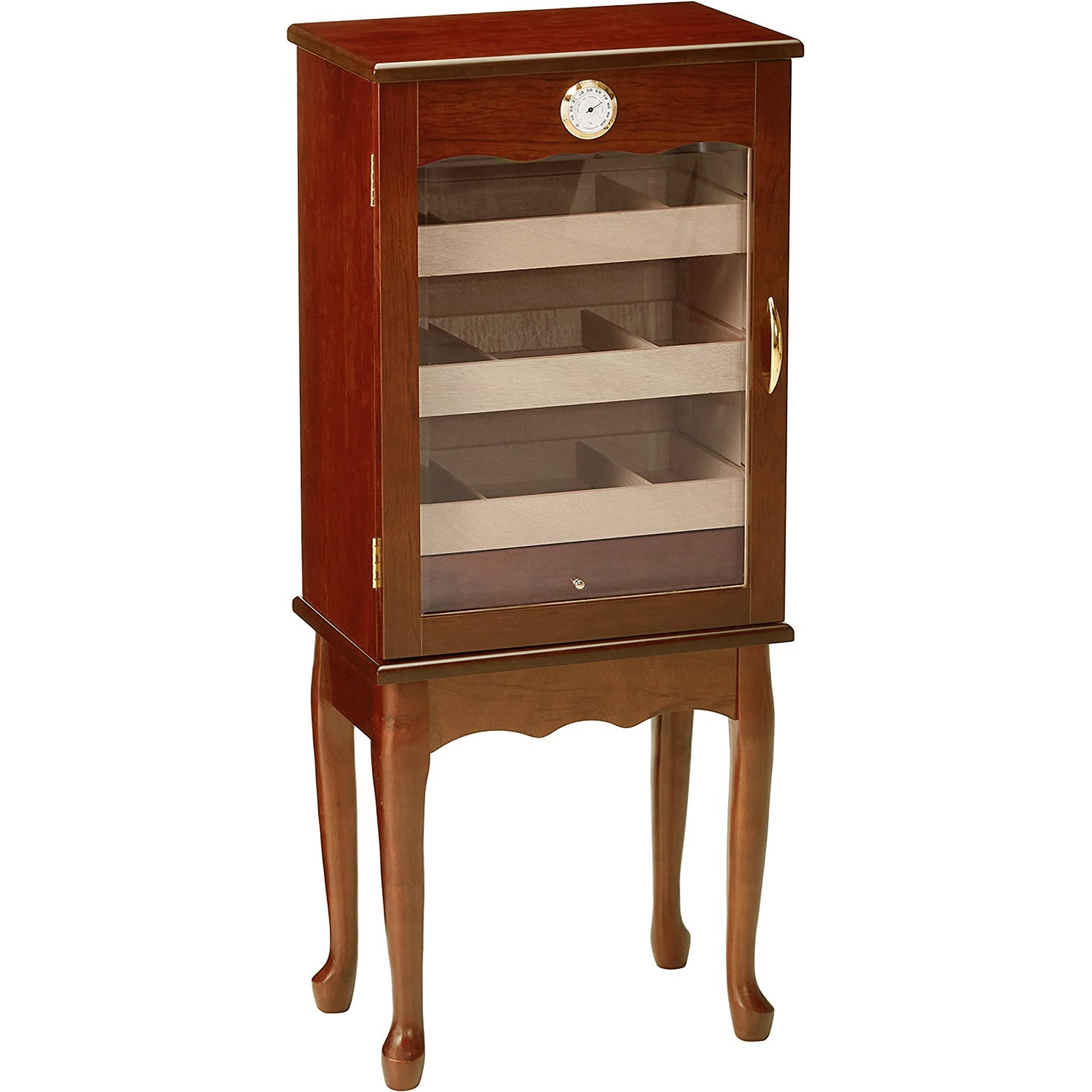 Belmont End Table Cigar Humidor w/ Glass Door - Bronze Mahogany Finish - Capacity: 600