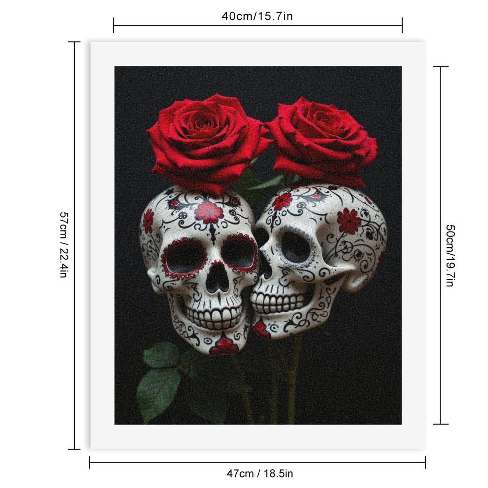 Paint By Numbers Kit for Adults Beginner - DIY Red Roses Sugar Skulls Art Canvas Painting Kits for Adults, Frameless Paint By Number for Adults for Home Wall Decor 16x20 Inch