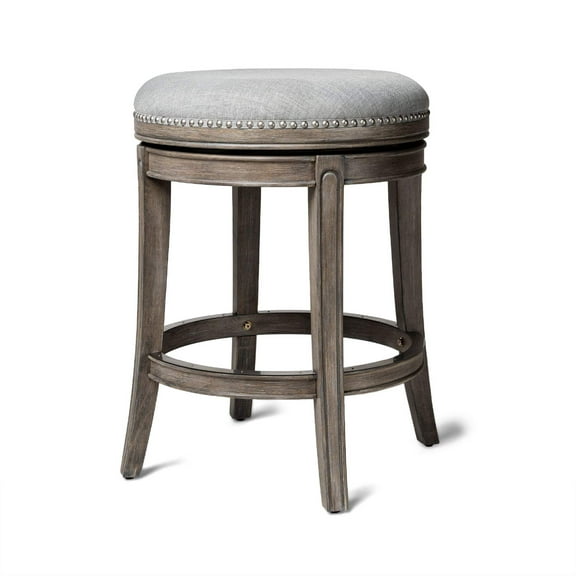 Open Box Maven Lane Alexander Round Backless Swivel Stool, Reclaimed Oak