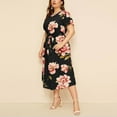 thumbnail image 2 of U.Vomade Robe pour Femme Grande Taille Été Plage Taille à Bande Robe à Manches Courtes Col Ras du Cou Oversize Robes Décontractées, 2 of 6