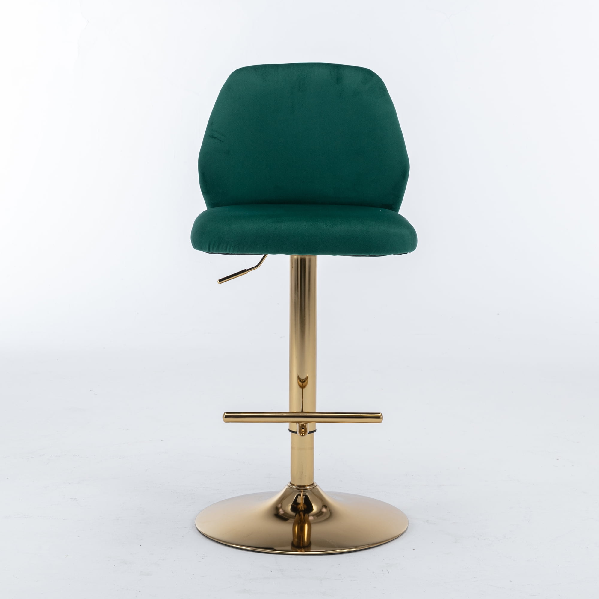 Kadyn Swivel Bar Stools Chair Set of 2, Adjustable Counter Height Barstools with Tufted High Back & Ring Pull, Green Kadyn Swivel Bar Stools Chair Set of 2, Adjustable Counter Height Barstools with Tufted High Back & Ring Pull, Green