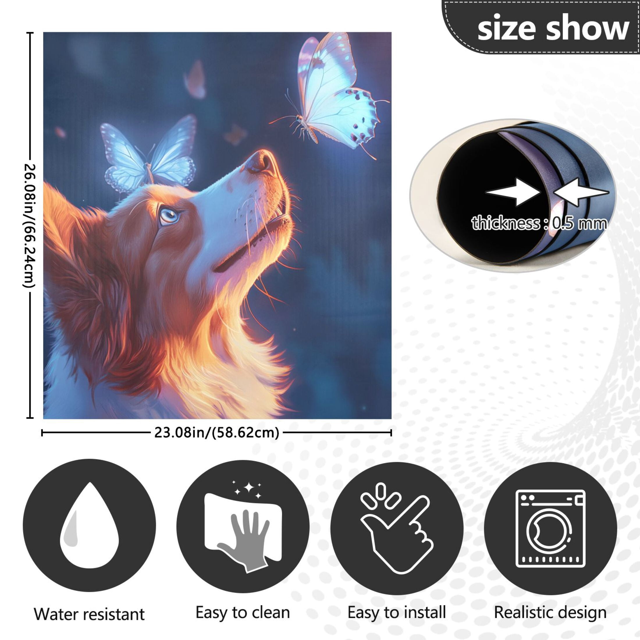 Dishwasher Magnetic Sticker 23x26 Inch Refrigerator Magnetic Sticker Washing Machine Magnetic Sticker Kitchen Panel Magnetic Sticker Home Decor Pretty Dog and Butterfly
