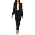 thumbnail image 2 of INSPIRE CHIC Women's Notched Lapel Long Sleeves Belted Work Office Peplum Blazer XS Black, 2 of 5