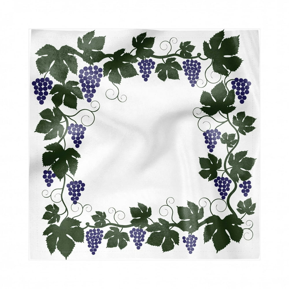 Vines Decorative Satin Napkins Set of 4, Framed Vine Grapes Leaves