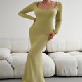 thumbnail image 4 of Long Sleeve Square Neck Solid Dress for Women  Perfect for Cocktail Parties, 4 of 7