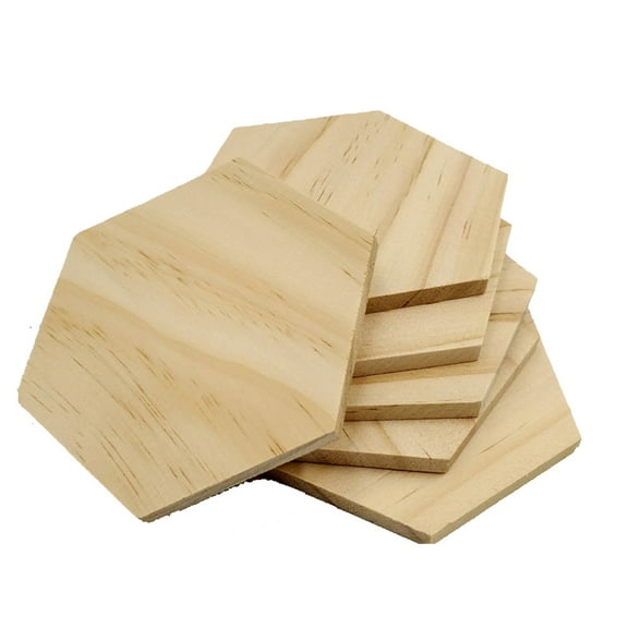 Kitandove 25Pcs Rustic Party Decorations Hexagon Blanks Wedding Photo Props Timber Material
