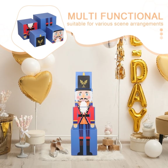 Milisten 1 Set Christmas Stacking Gift Boxes Nutcracker Stacking Boxes Blue Paper Storage All Users Christmas Party