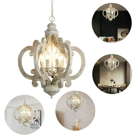 

CNCEST 6-lights Wooden Farmhouse Pendant Lighting Fixtures