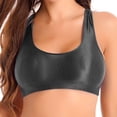 thumbnail image 4 of Tops deportivos cortos para mujer, camisetas sin mangas con cuello en U brillante, camisetas sin mangas de color sólido para ropa deportiva, gimnasio, entrenamiento, running, fitness, yoga, 4 of 4