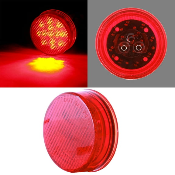 ECCPP Marker Light 2.5" Red Round Truck Trailer Clearance Marker LED Round Side Marker Light Flush Mount