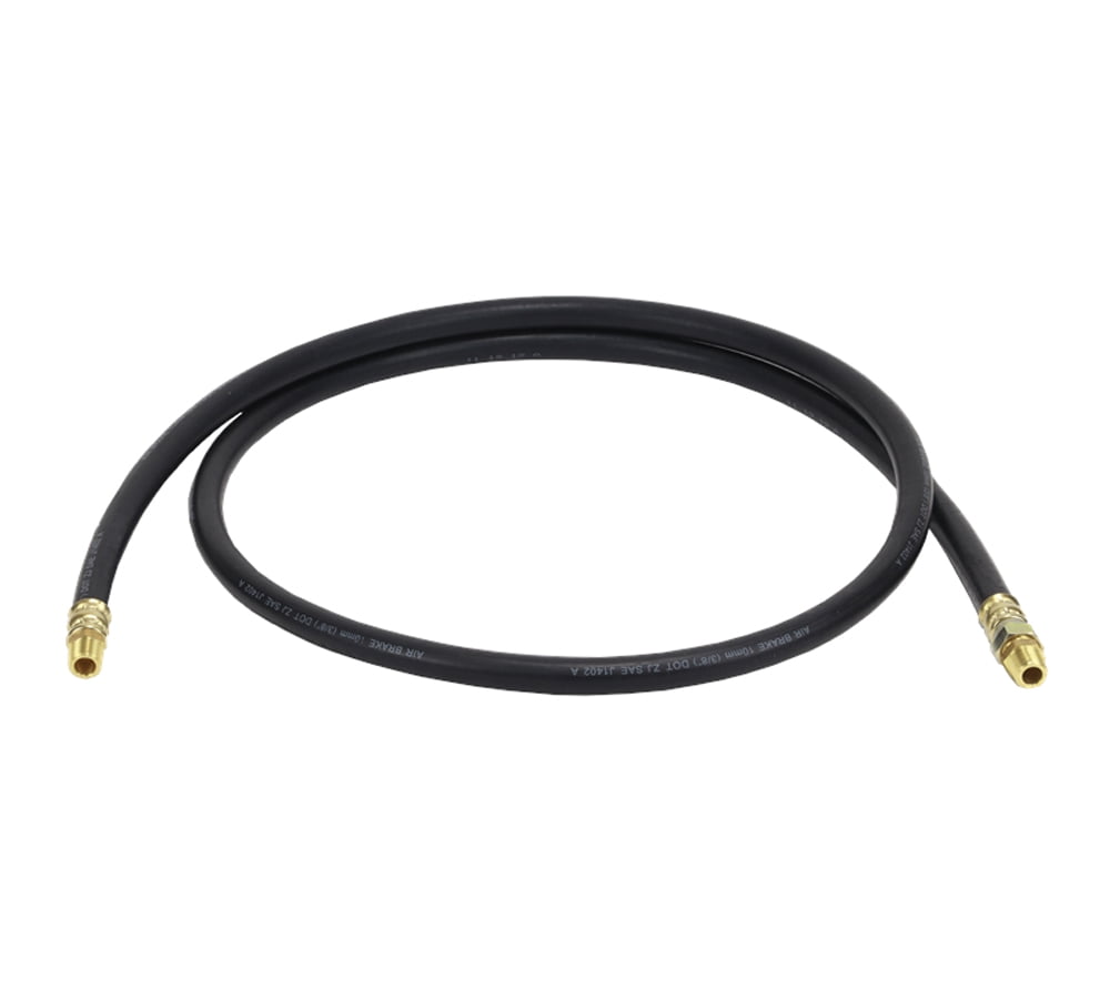 Air Brake Hose Assembly 84" x 3/8"-18 for Semi Trucks | 3/8" ID 3/8" NPT 225 PSI 1 Fixed 1 Swivel DOT FMVSS106 SAE J1402 | Replaces 16684 16184-66 146084 21145 453284 HE0684 JH0684