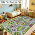 thumbnail image 4 of ORGOWEL Kids Carpet Playmat Area Rug Car Mat Play Rug for Playroom Educational Car Mat Machine Washable Non-Slip Kids Rug for Bedroom, Living Room,78.7"x118",Green, 4 of 11