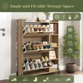 thumbnail image 4 of Shoe Storage Cabinet, Modern Narrow Hidden Shoe Rack with 3 Flip Drawers, Open Shelves, Freestanding Shoe Organizer for Hallway, Entrance, Terrace, Driftwood, 4 of 8