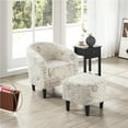 Easyfashion Barrel Accent Chair with Ottoman, Letter Print Fabric