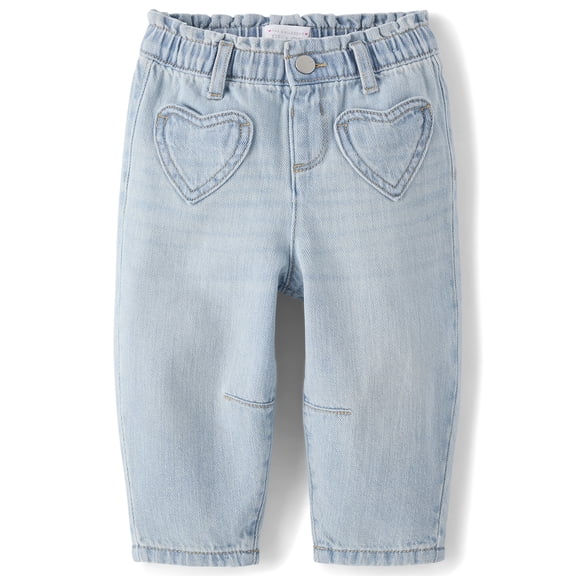 The Children's Place Toddler Girls Heart Patch Pocket Barrel Jeans, Sizes 12M-5T