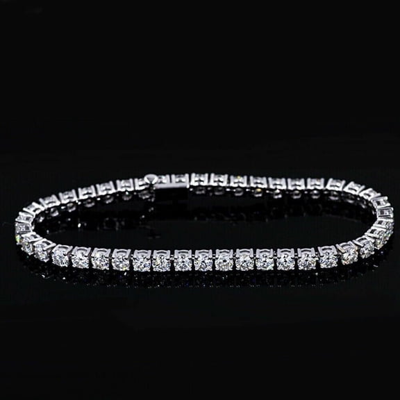 4MM 12Ct Round Cut Lab Created Diamond Women's Gift Tennis Bracelet For Women's 14K White Gold Plated Sillver 7"