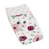 Watercolor Floral Burgundy Wine and Pink Changing Pad Cover by Sweet Jojo Designs