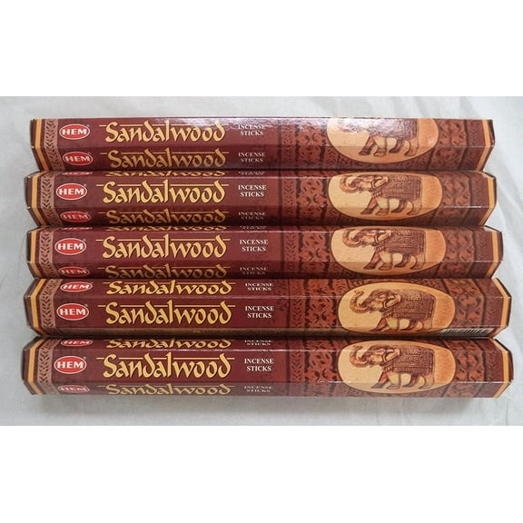 Hem Sandalwood 100 Incense Sticks (5 X 20 Stick Packs)