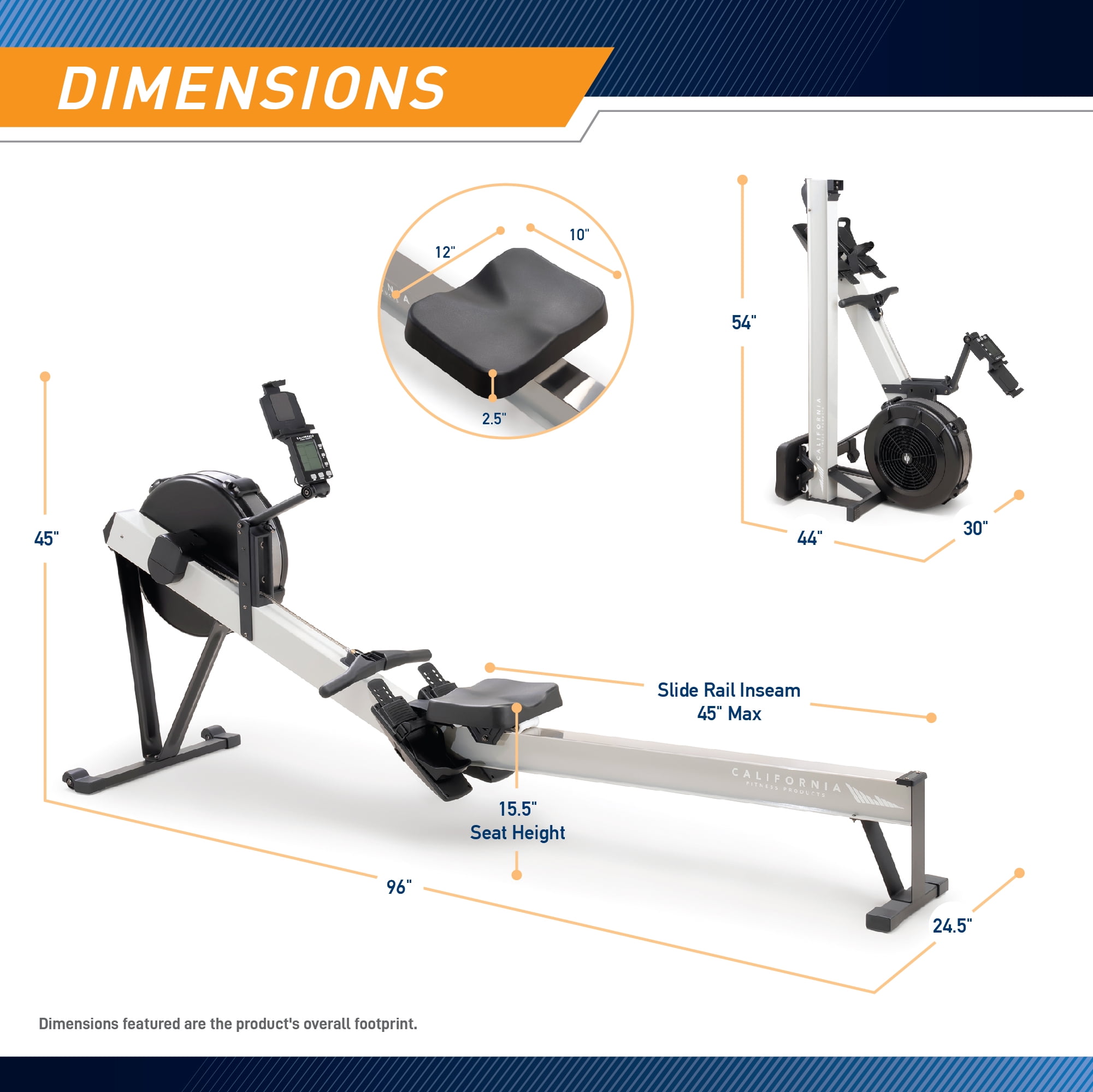 California Fitness Products Rower by Marcy Deluxe Rowing Machine with Adjustable Air Resistance NS-7874RW