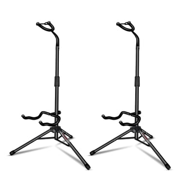 5Core Guitar Stand Floor Adjustable Heavy Duty Folding Metal Black for Acoustic Electric Bass Guitars 2 Pack
