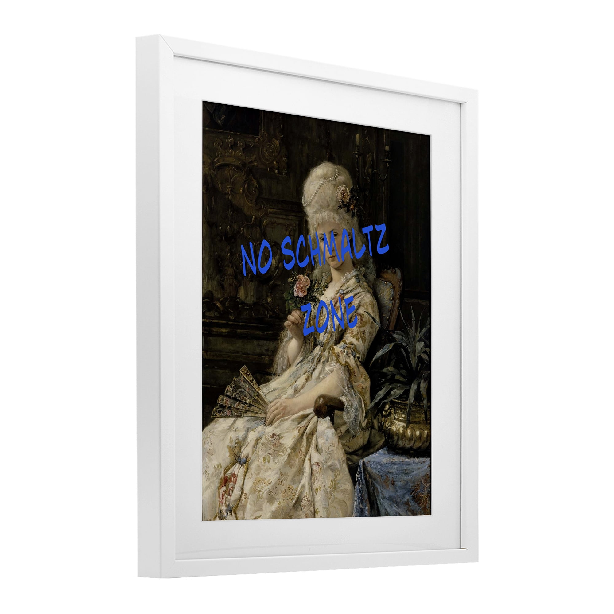 Stupell Industries Iconic No Schmaltz Zone White Framed Print Under Glass, design by Grotto Studios