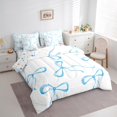thumbnail image 3 of jejeloiu Chic Bow Knot 7pcs Bedding Comforter Set,Cute Cartoon Bow Queen Bedding Sets,Blue Bowtie Pattern Queen Sheet Sets For Girl,Super Cozy Room Decor Reversible, 3 of 8