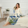 thumbnail image 3 of SEANATIVE Women's Nightgowns Soft Button Front Sleep Shirt Long Sleeve Night Gown Fall Winter Pajama Dress Cozy Full-Length Nightwear for Home Bedroom, 3XL, Blue Lily Daisy Butterfly Cream White, 3 of 7