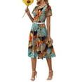 thumbnail image 5 of Fantaslook Summer Dresses for Women Casual Short Sleeve Pleated Dress Flowy Floral Dress with Pockets Flare Midi Sundress, 5 of 9