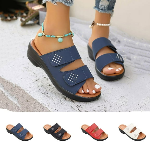 Miluxas Womens Wedge Sandals Dressy Comfortable Open Toe Wedges for Women - Casual Walking Platform Sandals White 9.5(43)