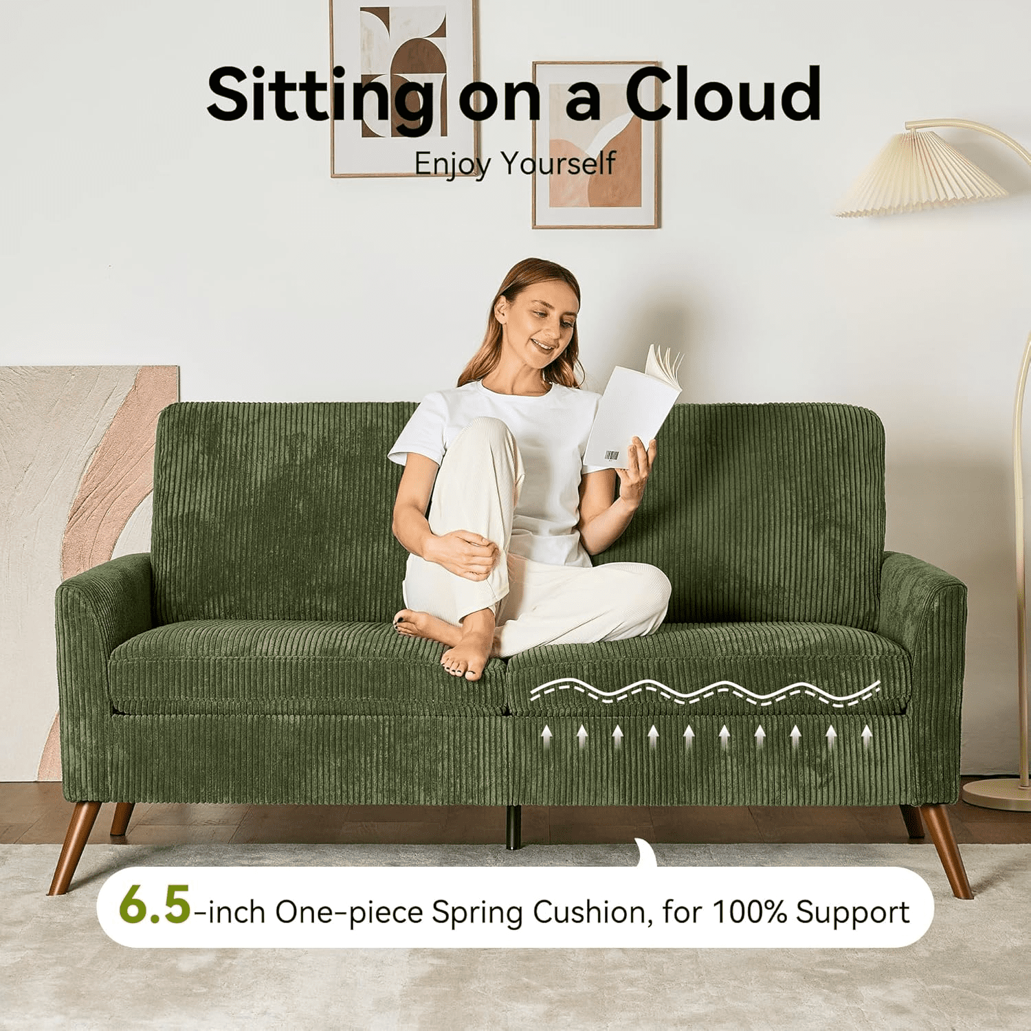65" Mid Century Modern Small Couches for Small Spaces Love Seat , Sofa Couches for Living Room, Apartment, Bedroom