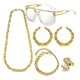 thumbnail image 1 of Men Hip Hop Punk with Necklace Dollar Sign Rings Earrings Glasses and Bracelets for Men Women 1980s Party and Halloween, 1 of 4