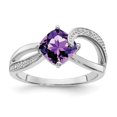 thumbnail image 4 of Auriga Fine Jewelry 925 Sterling Silver Amethyst and Diamond Ring for Women Size 8, 4 of 6
