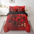 thumbnail image 2 of Feelyou Red Gold Rose Bedding Comforter Set 7pcs for Teen, Romantic Anniversary Flower Queen Bedding Sets, Love Heart Reversible Queen Sheet Sets, Breathable Home Decor, 2 of 8