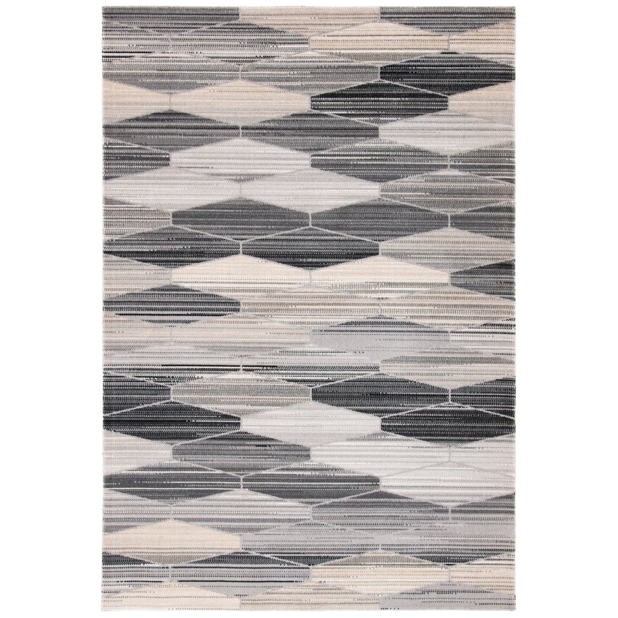 SAFAVIEH Montage Vardan Geometric Indoor/Outdoor Area Rug, Grey/Dark Grey, 5'1" x 7'6"