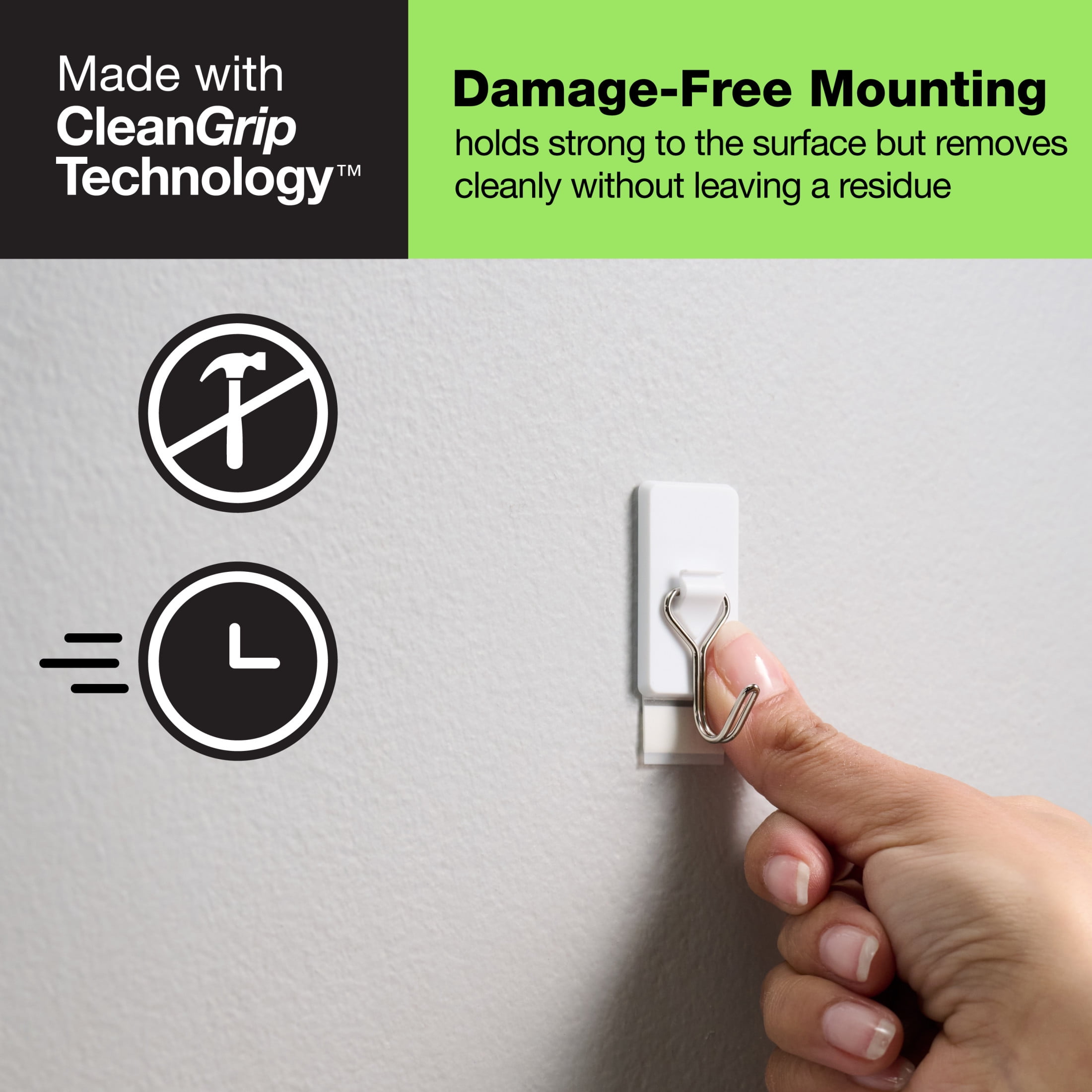 FrogTape reMOVEables Medium White Wire Hooks, 2 Hooks and 4 Adhesive Strips