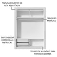 thumbnail image 5 of Ropero Closet Madesa Dallas 2 Puertas Corredizas 2 Cajones Blanco/Marrón, 5 of 5