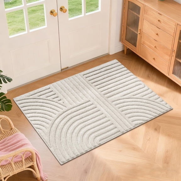 5x7 Washable Area Rugs for Living Room Modern Beige Solid Color Soft Fluffy Rugs for Bedroom Non Slip Boho Accent Indoor Mat Floor Carpet Cover for Kids Room Dining Room Kitchen Office