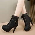 thumbnail image 3 of Women's Chunky Heel Ankle Boots | Lace-Up Winter Boots for Winter Style and Comfort, 3 of 7