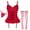 Burgundy, variant on Ausing Garter Lingerie for Women Floral Lace Babydoll Bodysuit Bra and Panty Set with 1Pair Fishnet Stocking 3 Pieces