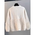 thumbnail image 3 of Suéter de punto de lana para mujer, cárdigan holgado con cuello en V, estilo holgado, chaqueta tipo suéter Devil's Eye Sandros, primavera y otoño 2024, nuevo, 3 of 4
