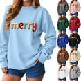 thumbnail image 4 of zaveiop Women's Christmas Sweatshirt Crewneck Sweatshirts Funny Graphic Shirts Letter Printed Pullover Xmas Tops (Z6-Brown, 3XL), 4 of 6