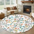 thumbnail image 2 of Teal Orange Eucalyptus Round Area Rugs Collection 7', Weeping Botanical Leaves Non Slip Indoor Circular Throw Runner Rug Floor Mat Carpet for Living Room Dining Table Bedroom Nursery, 2 of 9
