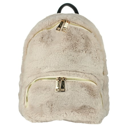 NYFASHION101 - C.C Women's Faux Fur Fuzzy Backpack Schoolbag Shoulder ...