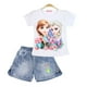 thumbnail image 1 of Algodón Disney Niñas Trajes de manga corta de dibujos animados Frozen Elsa verano niños Jeans Shorts ropa conjunto niños traje ropa Sofia4T Gao Jinjia LED, 1 of 2