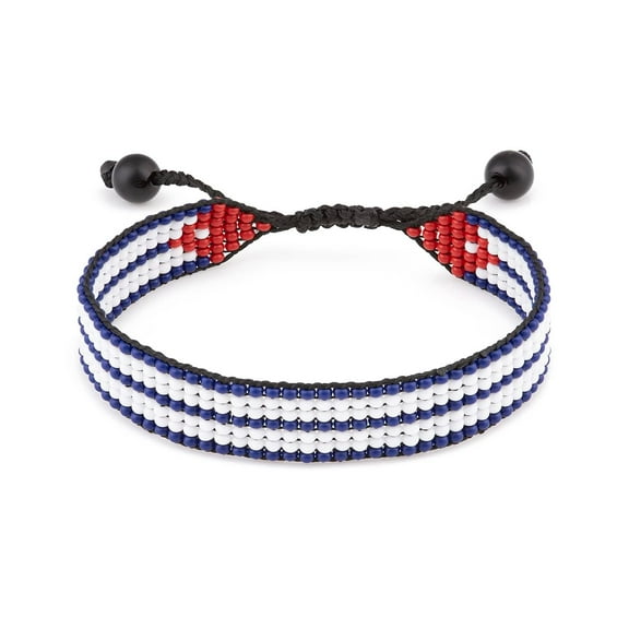 Cuba Flag Bracelet: Handmade Bracelet,Adjustable Beaded Boho-Style Rope Bangle with Patriotic Design
