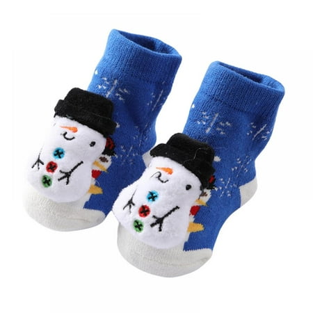 

3-Pack 3D Christmas Cartoon Cotton Baby Socks Unisex Infant Toddler Terry Socks With Non Skid Socks For 0-12 Months