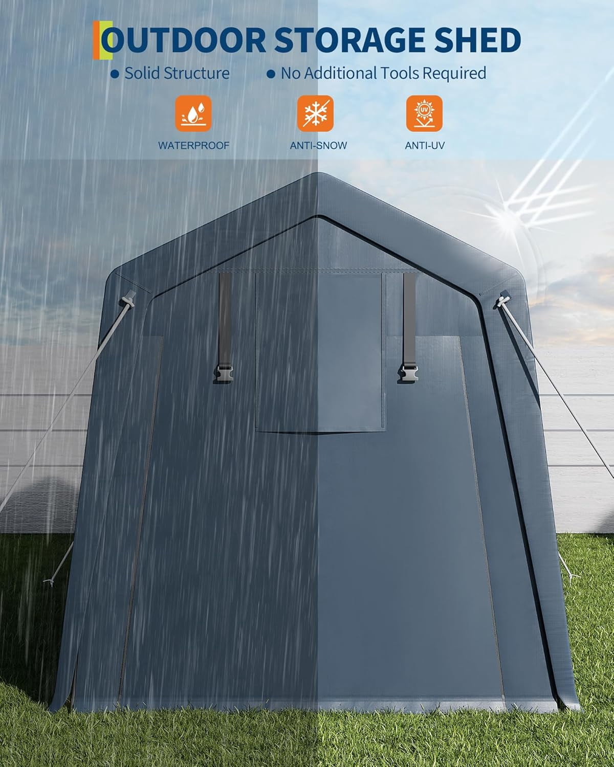 M optimized 6x8ft Outdoor Portable Storage Shed w/ Roll-Up Door & Vent, 240G Heavy-Duty Shelter Waterproof PE Tarp, UV-Resistant Storage Sheds for Motorcycle, Firewood, Garden and Tools