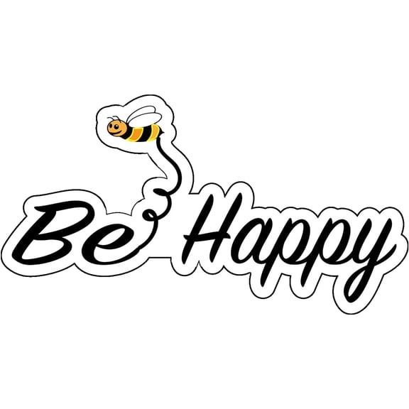 WickedGoodz Bee Happy Vinyl Decal - Honey Bee Bumper Sticker - for Laptops Windows Cars Trucks