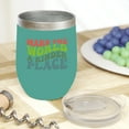 thumbnail image 2 of Make the World a Kinder Place, Quote on Kindness, Groovy Retro Wavy Text Merch Gift, Mint 12oz Wine Tumbler, 2 of 5